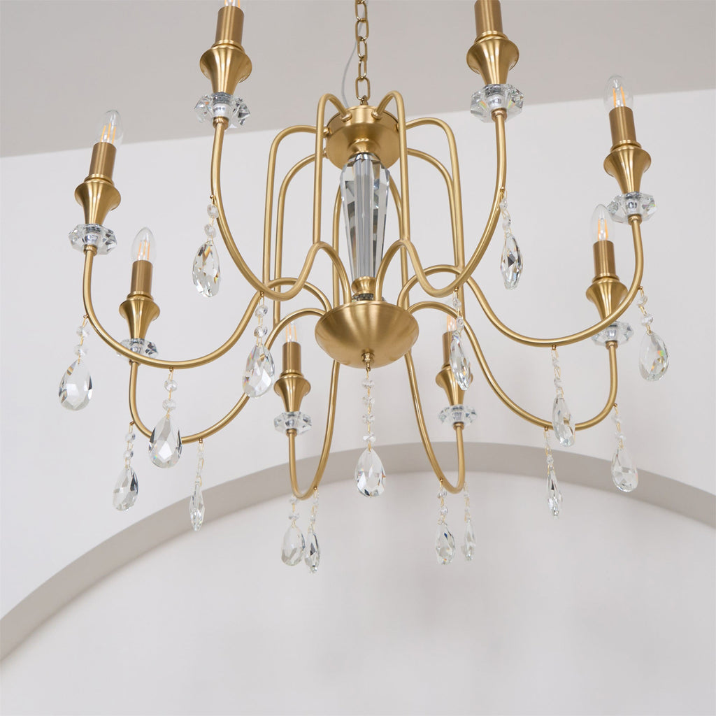 Ercararis Lustre Vintage Industriel Laiton Cristal - Neutralighting