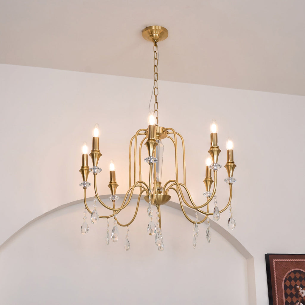 Ercararis Lustre Vintage Industriel Laiton Cristal - Neutralighting