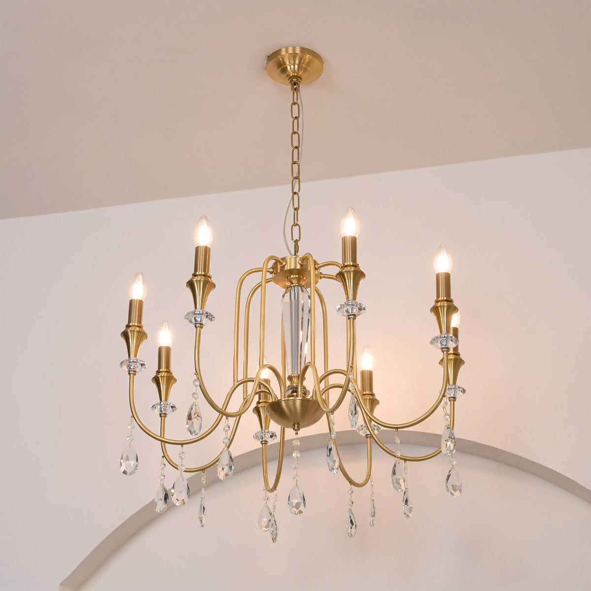 Ercararis Lustre Vintage Industriel Laiton Cristal - Neutralighting