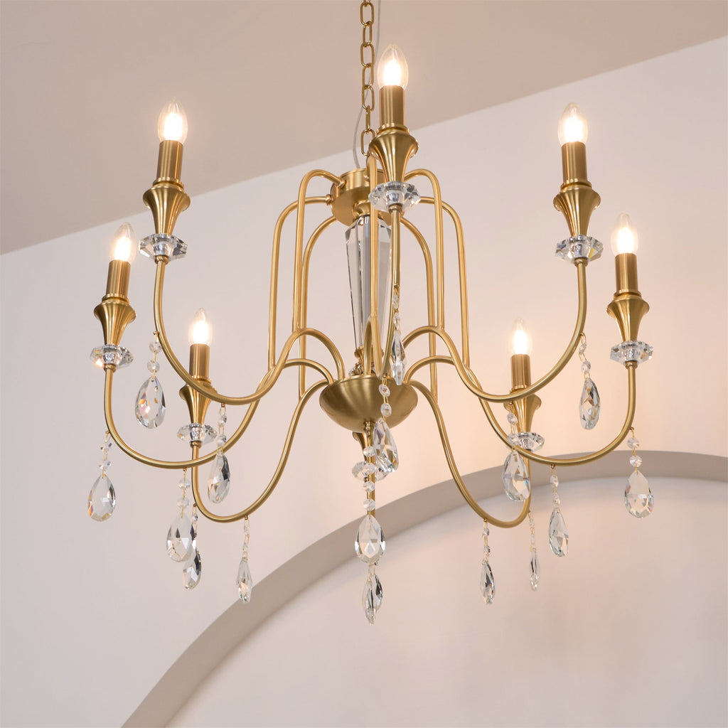 Ercararis Lustre Vintage Industriel Laiton Cristal - Neutralighting