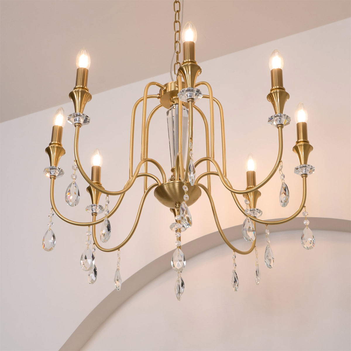 Ercararis Lustre Vintage Industriel Laiton Cristal - Neutralighting