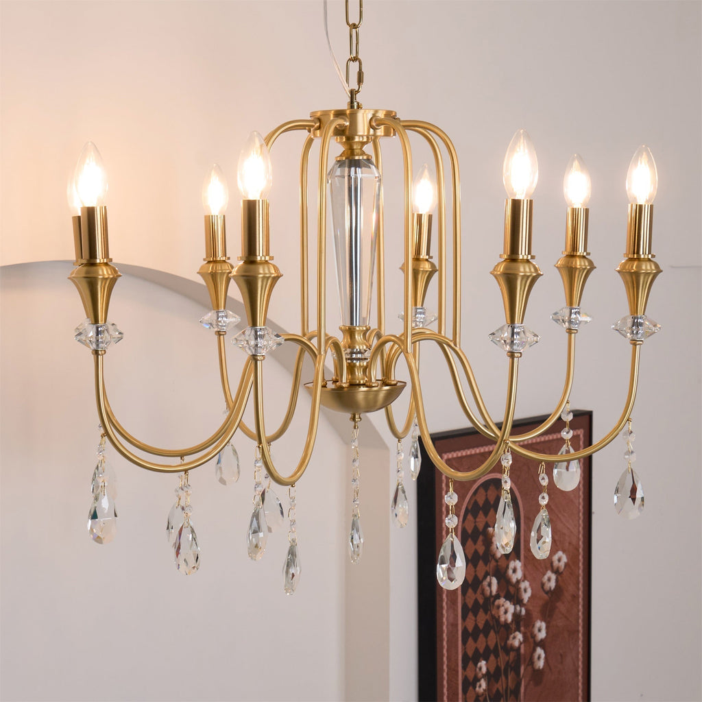 Ercararis Lustre Vintage Industriel Laiton Cristal - Neutralighting