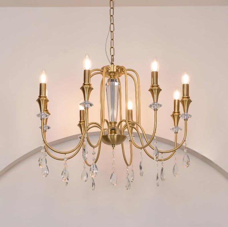 Ercararis Lustre Vintage Industriel Laiton Cristal - Neutralighting
