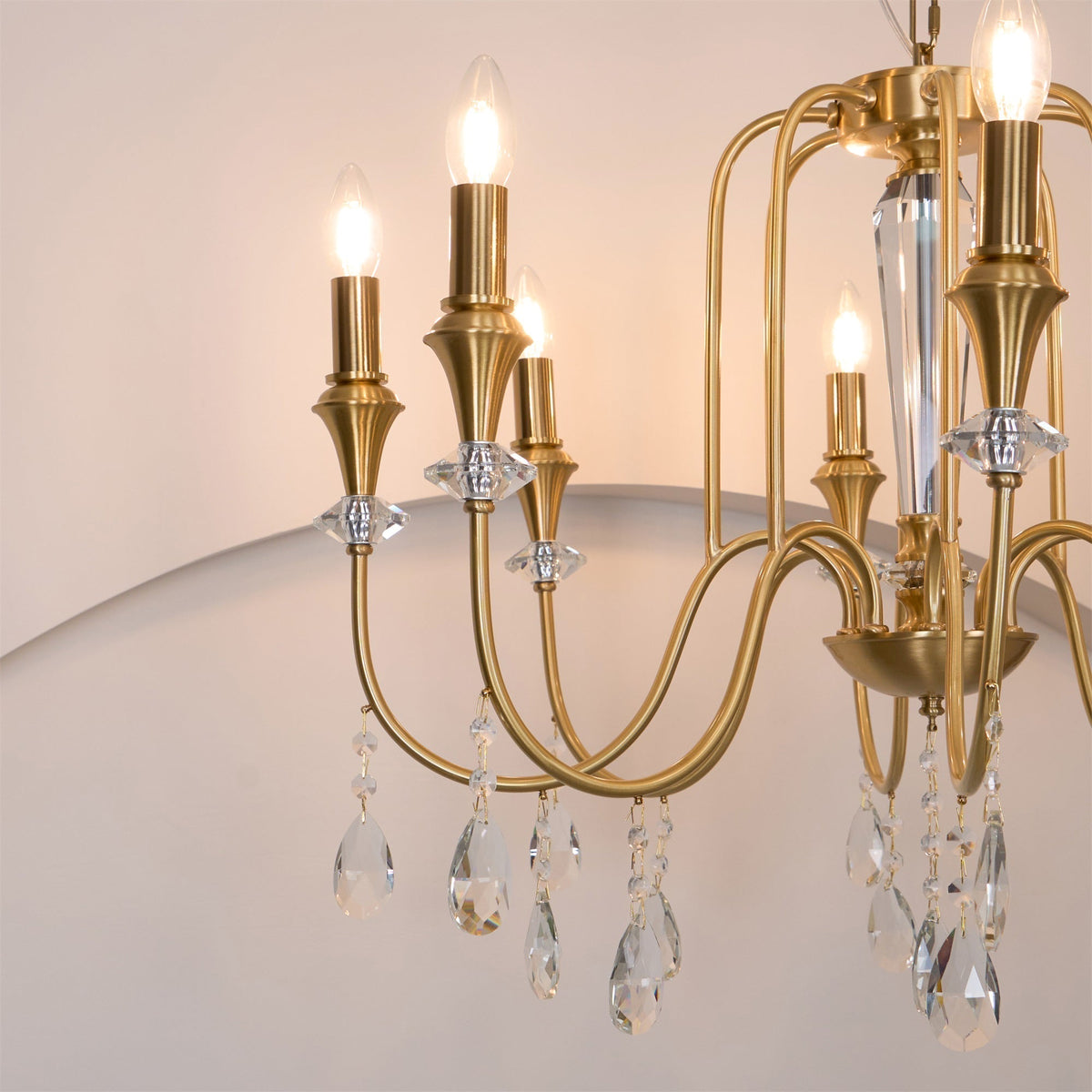 Ercararis Lustre Vintage Industriel Laiton Cristal - Neutralighting