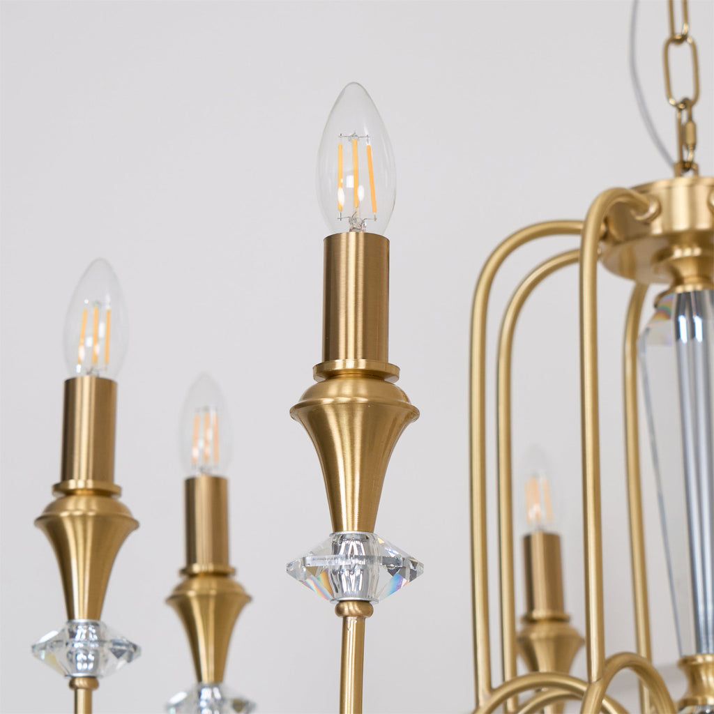 Ercararis Lustre Vintage Industriel Laiton Cristal - Neutralighting