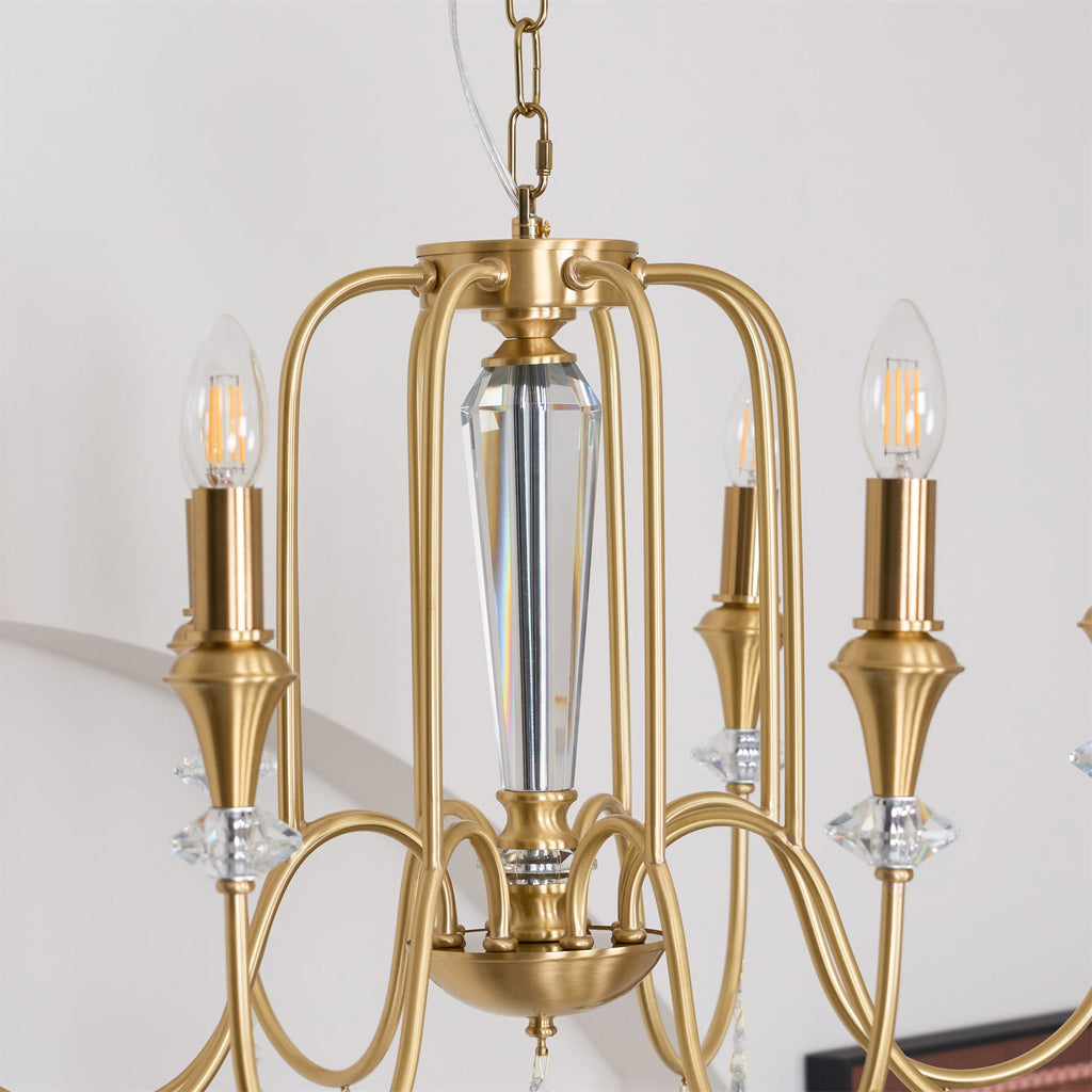 Ercararis Lustre Vintage Industriel Laiton Cristal - Neutralighting