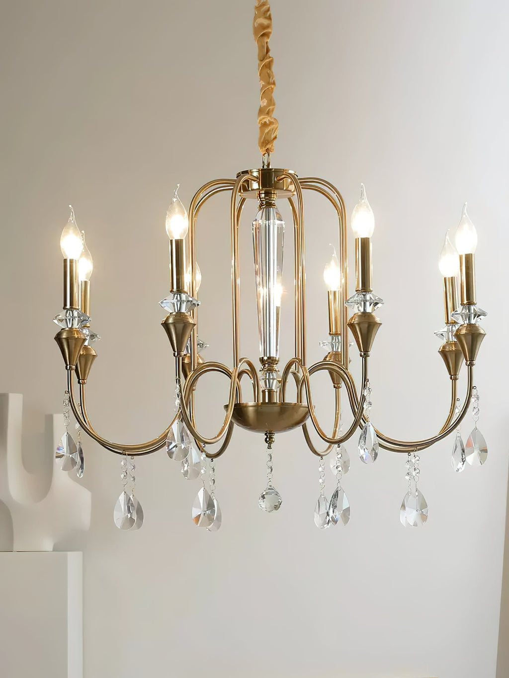 Ercararis Lustre Vintage Industriel Laiton Cristal - Neutralighting