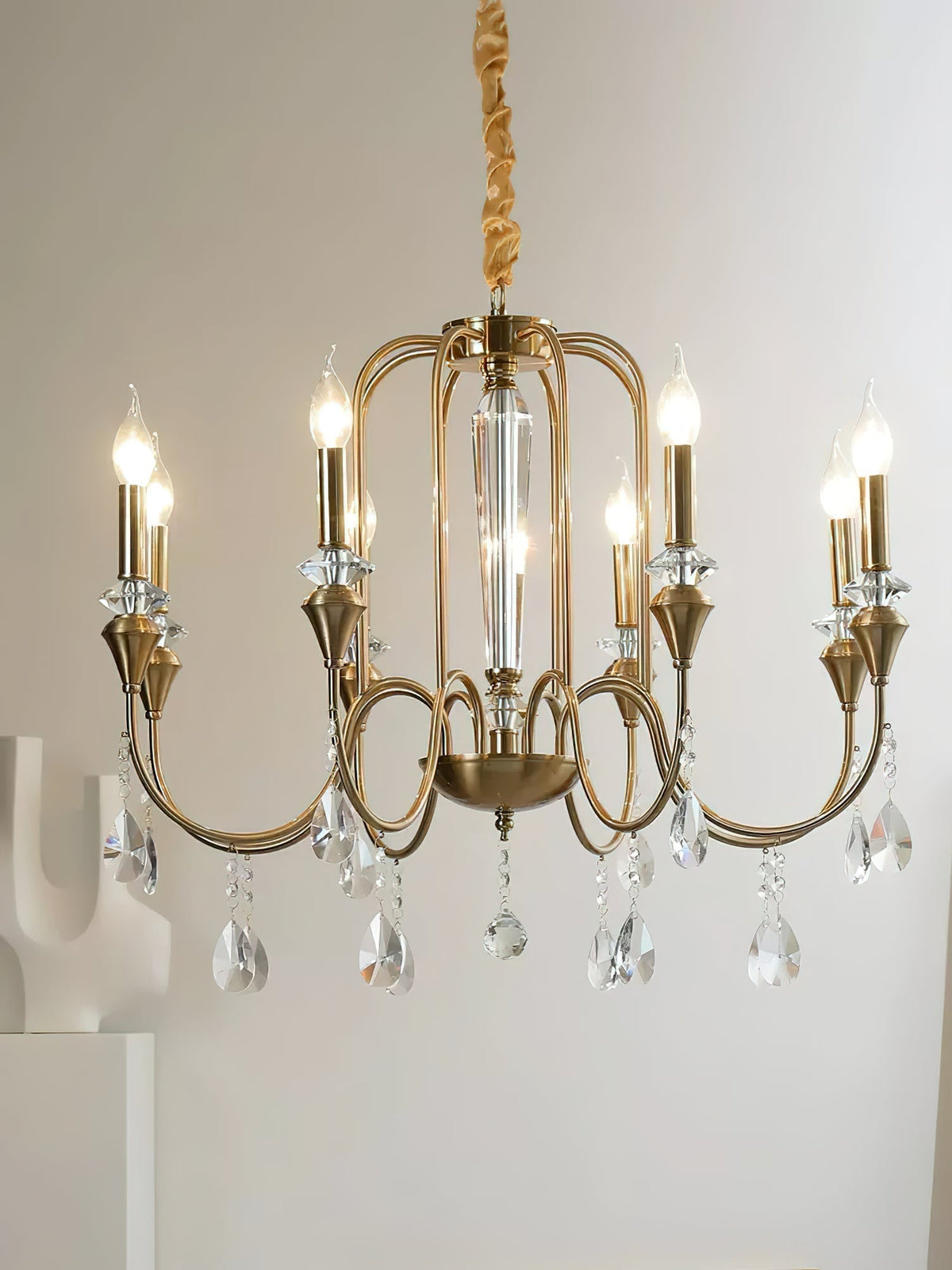 Ercararis Lustre Vintage Industriel Laiton Cristal - Neutralighting