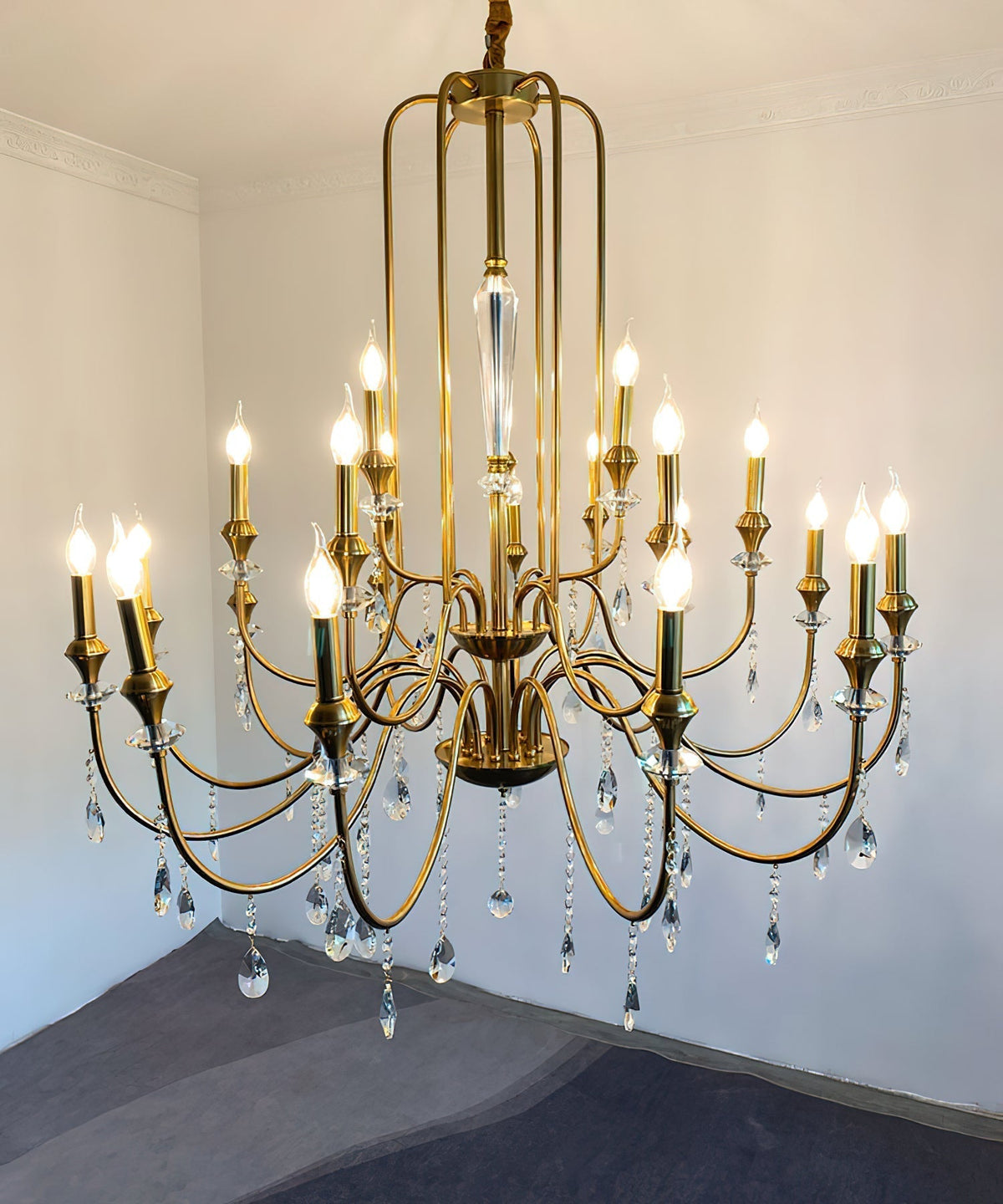 Ercararis Lustre Vintage Industriel Laiton Cristal - Neutralighting