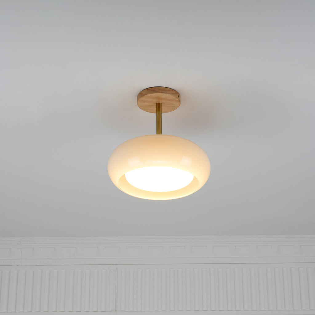 Charlotte Plafonnier Encastré en Verre, Bois, Orange & Blanc - Neutralighting