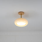 Solara Plafonnier en verre et bois avec abat-jour coloré - Neutralighting