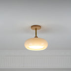 Solara Plafonnier en verre et bois avec abat-jour coloré - Neutralighting