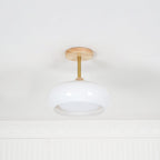 Solara Plafonnier en verre et bois avec abat-jour coloré - Neutralighting