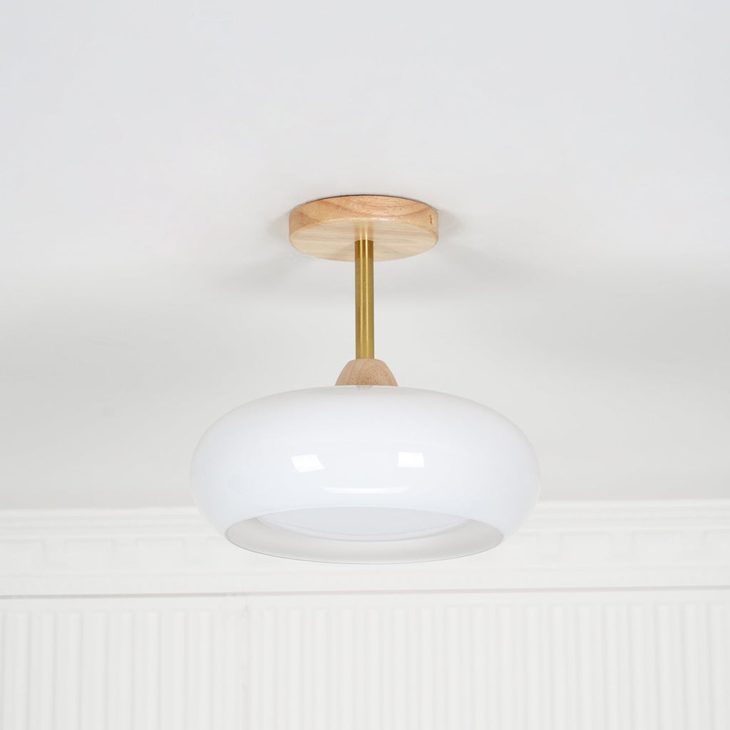 Charlotte Plafonnier Encastré en Verre, Bois, Orange & Blanc - Neutralighting