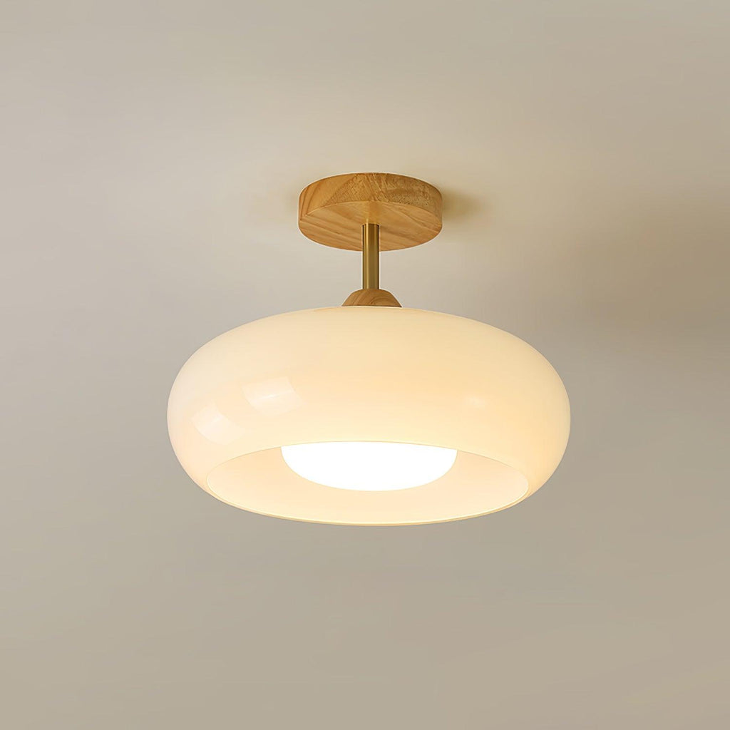 Charlotte Plafonnier Encastré en Verre, Bois, Orange & Blanc - Neutralighting