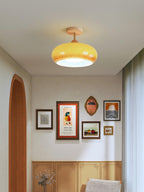 Solara Plafonnier en verre et bois avec abat-jour coloré - Neutralighting
