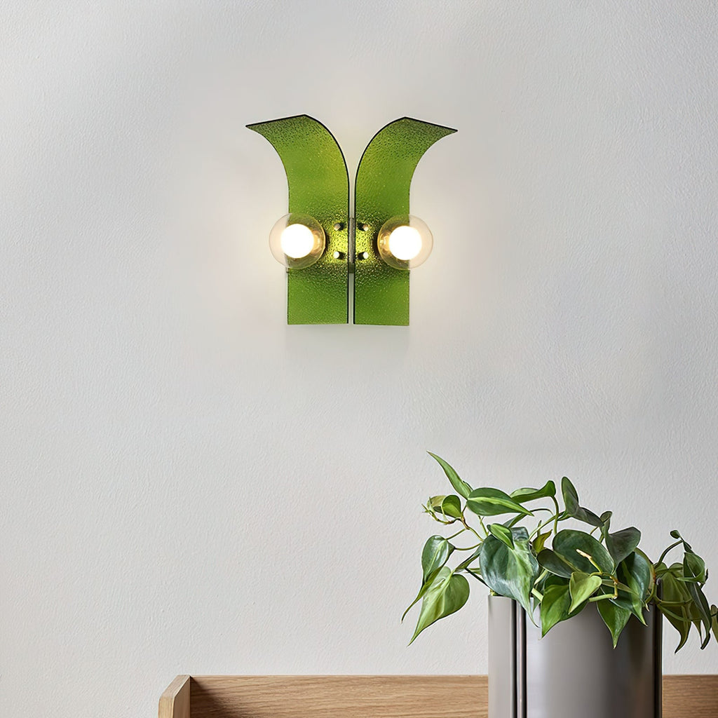 Virelli Applique Murale Panneaux en Verre Texturé Deux Globes Art Déco - Neutralighting