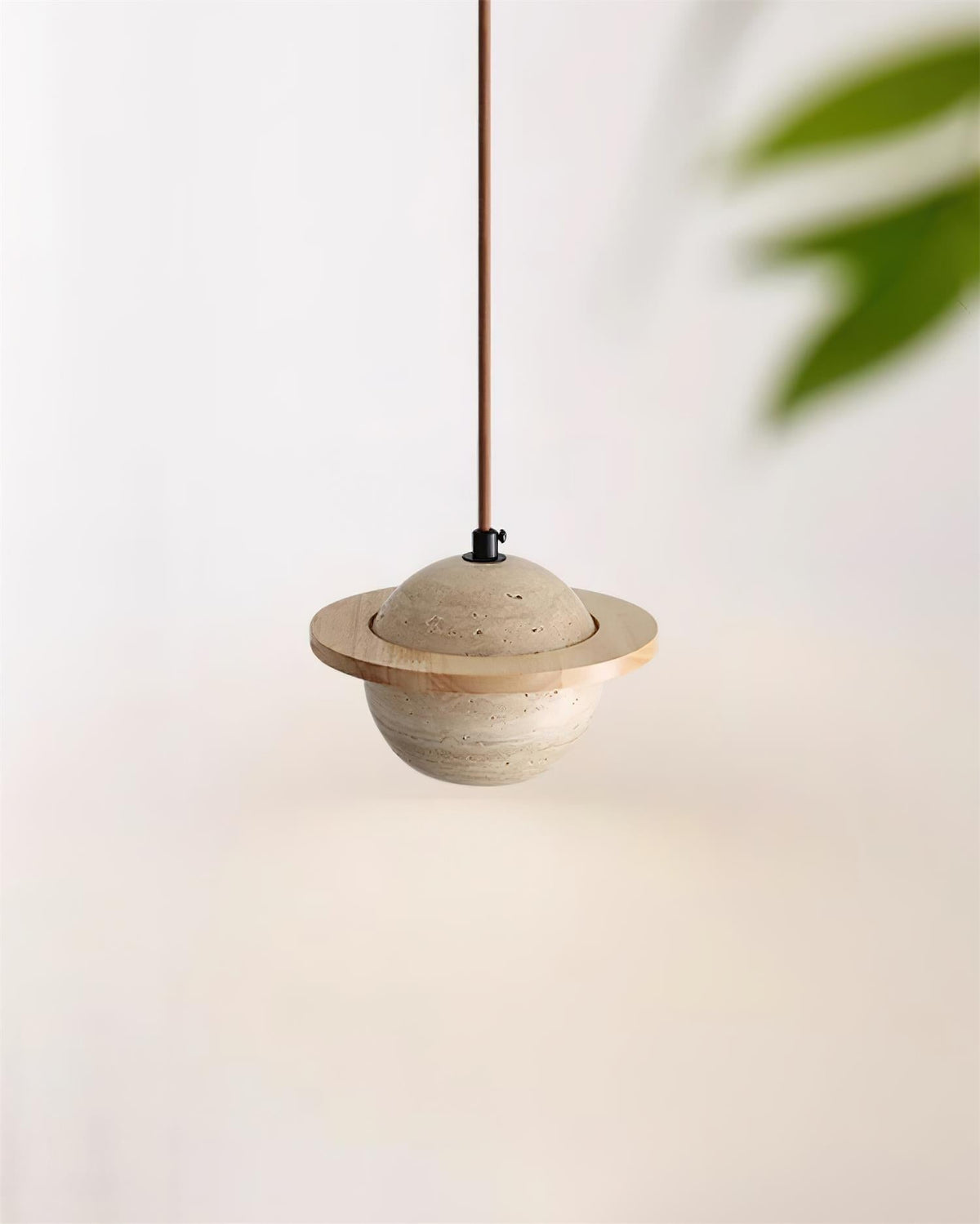 Lampe Suspension Planète Travertin Bois de Noyer Minimaliste - Neutralighting