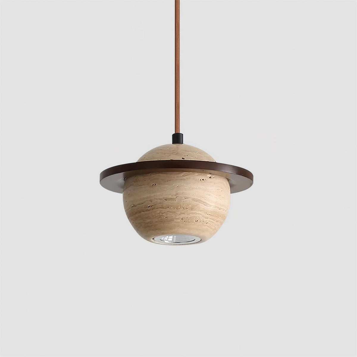 Lampe Suspension Planète Travertin Bois de Noyer Minimaliste - Neutralighting