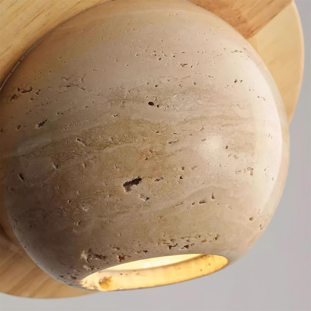 Lampe Suspension Planète Travertin Bois de Noyer Minimaliste - Neutralighting