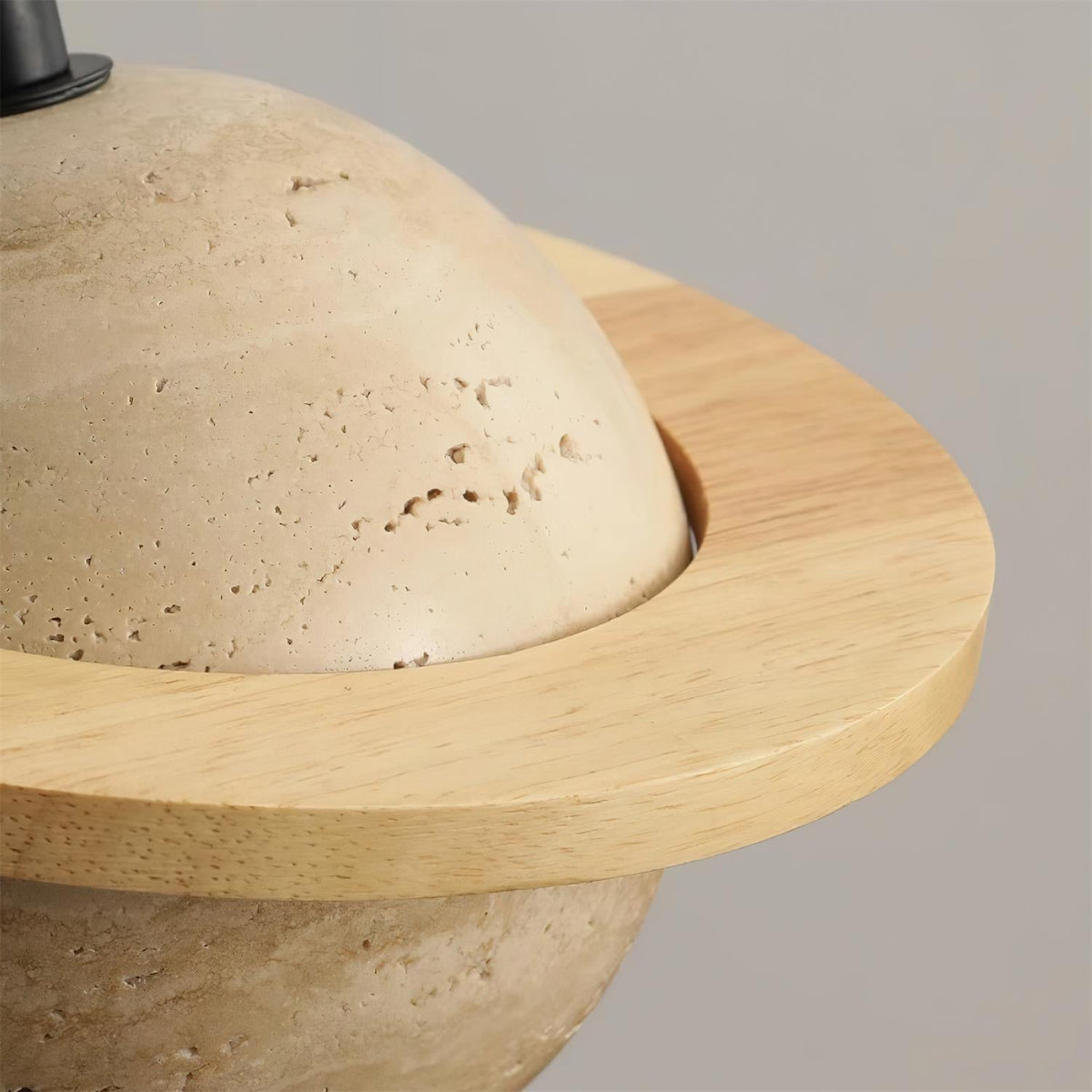 Lampe Suspension Planète Travertin Bois de Noyer Minimaliste - Neutralighting