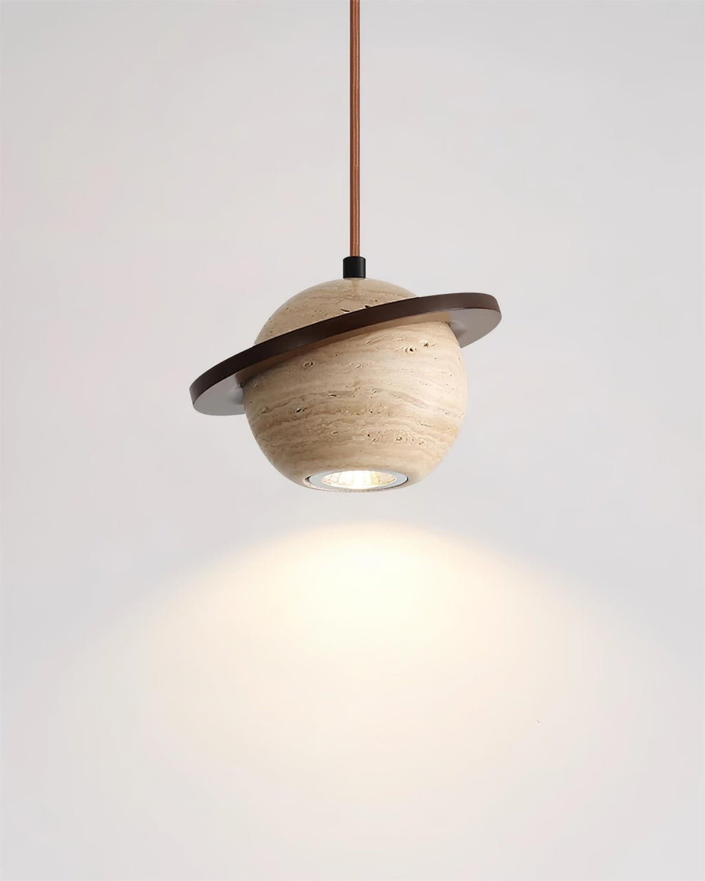 Lampe Suspension Planète Travertin Bois de Noyer Minimaliste - Neutralighting