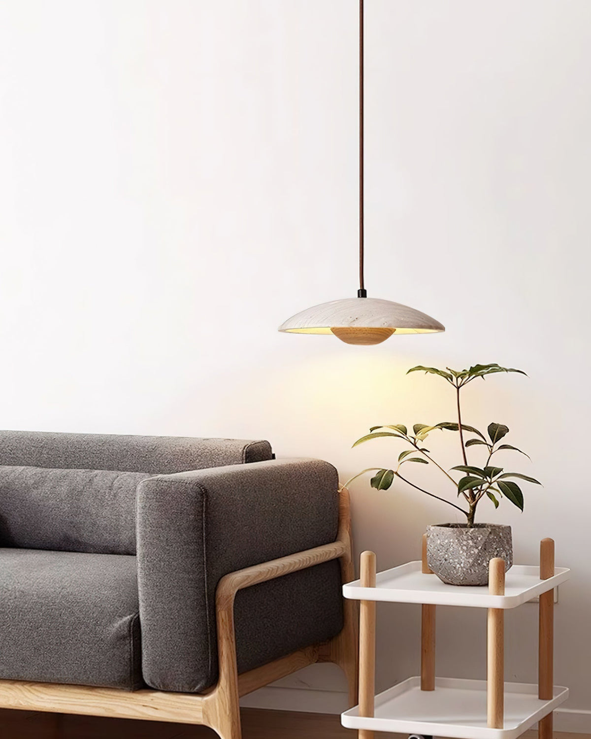 Zodore Large-Bord Travertin Pendentif Lumière - Neutralighting