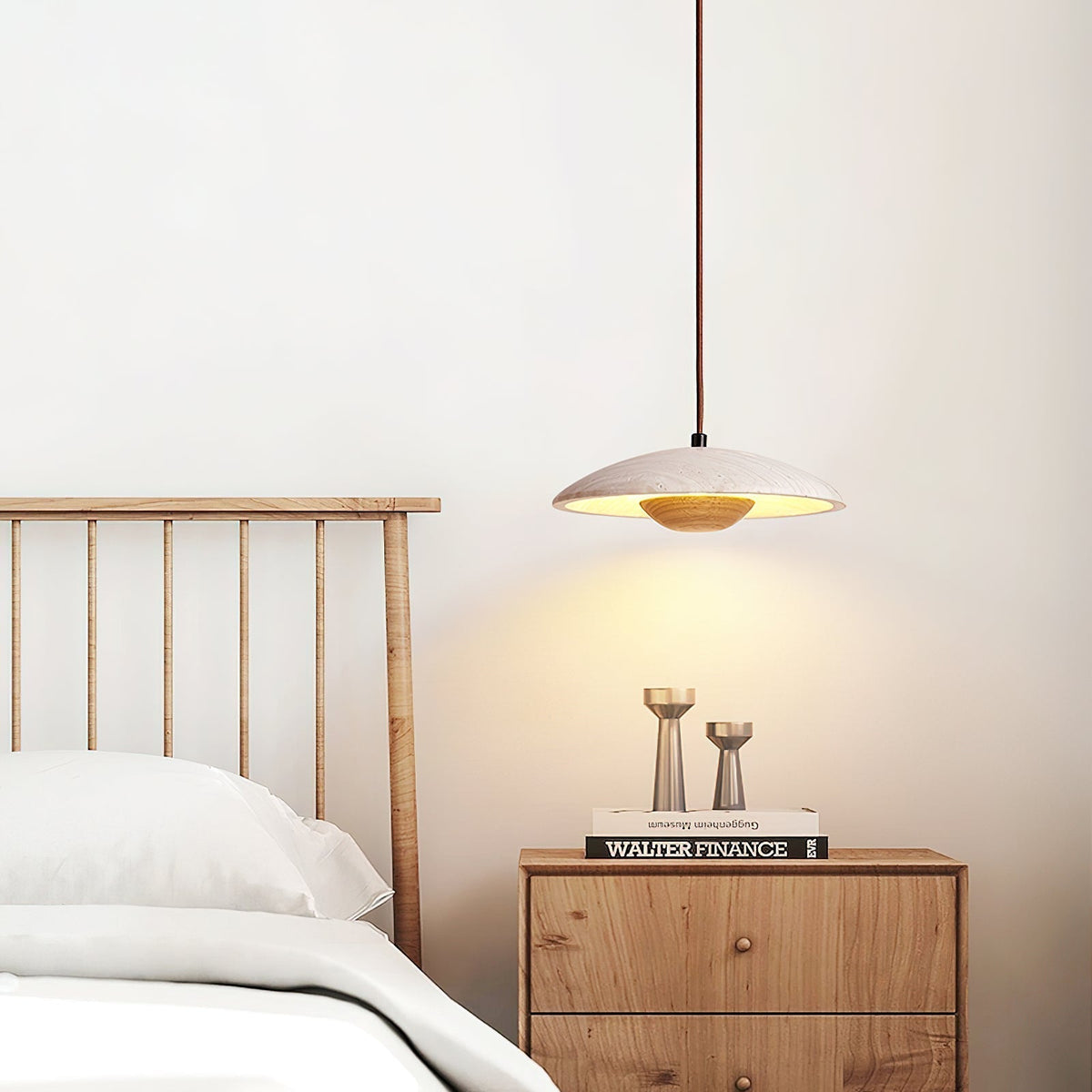 Zodore Large-Bord Travertin Pendentif Lumière - Neutralighting