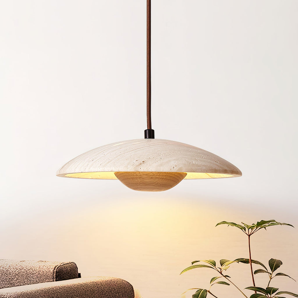 Zodore Large-Bord Travertin Pendentif Lumière - Neutralighting