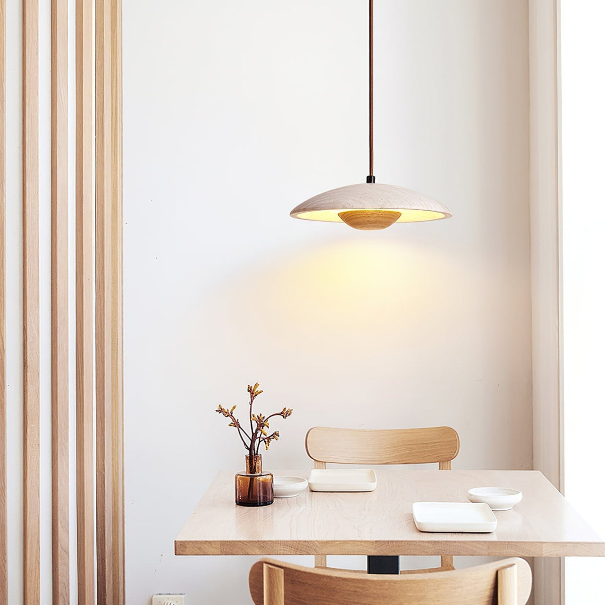 Zodore Large-Bord Travertin Pendentif Lumière - Neutralighting