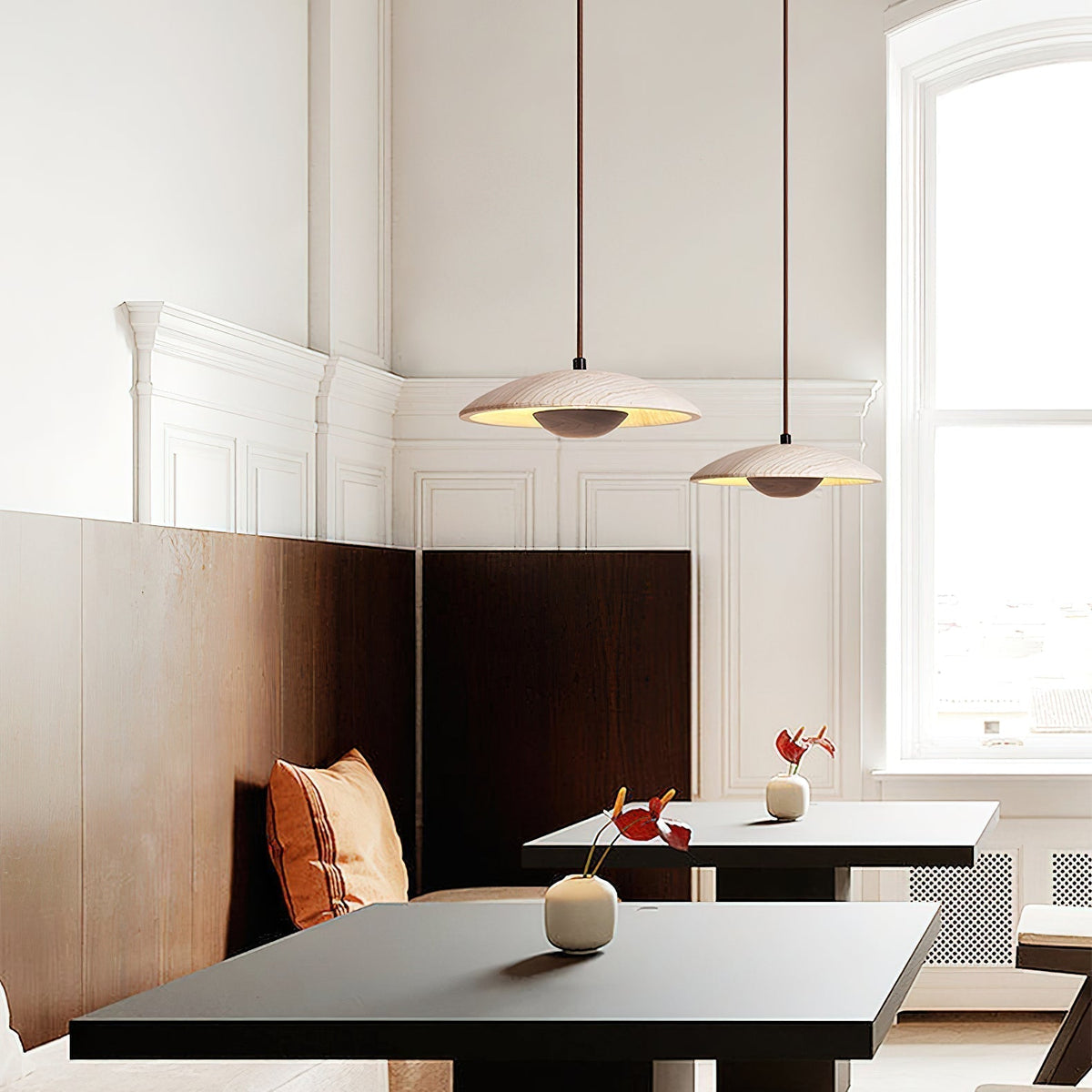 Zodore Large-Bord Travertin Pendentif Lumière - Neutralighting