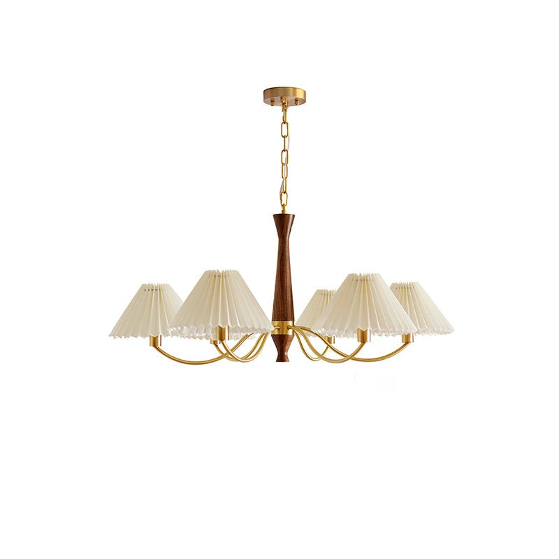 Lustra Chandelier Plissé avec Abat-jours Blancs Milieu du Siècle - Neutralighting