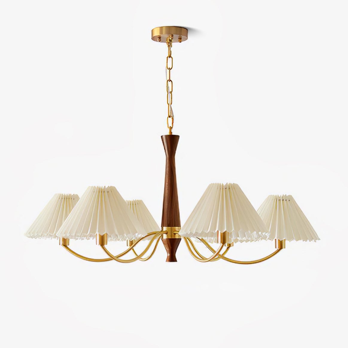 Lustra Chandelier Plissé avec Abat-jours Blancs Milieu du Siècle - Neutralighting