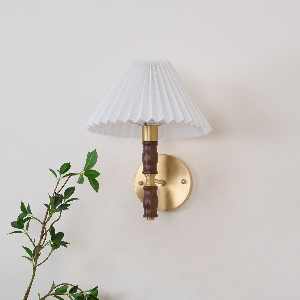 Ernest Applique Murale Vintage Industrielle En Tissu Plissé Et Noyer - Neutralighting