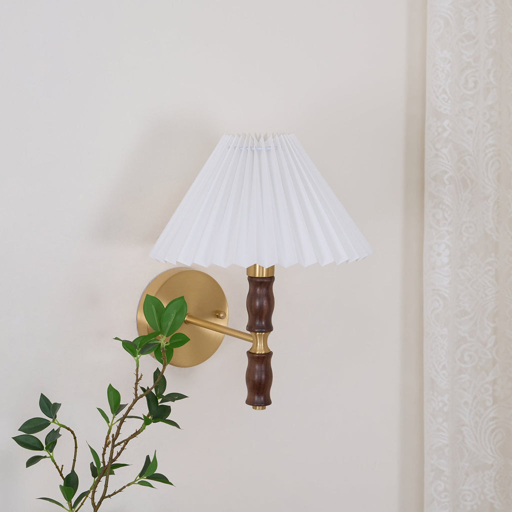 Ernest Applique Murale Vintage Industrielle En Tissu Plissé Et Noyer - Neutralighting