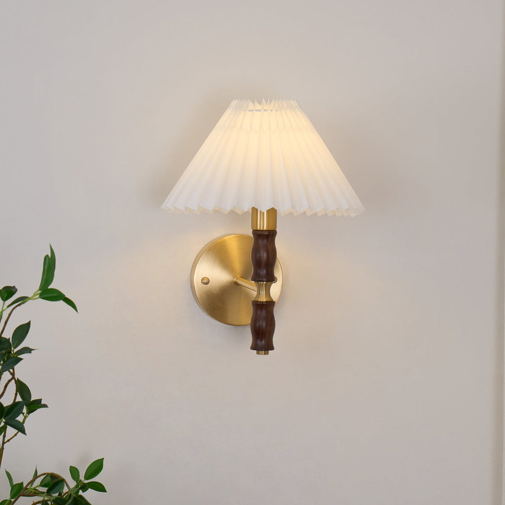 Ernest Applique Murale Vintage Industrielle En Tissu Plissé Et Noyer - Neutralighting