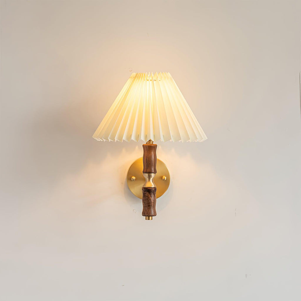 Ernest Applique Murale Vintage Industrielle En Tissu Plissé Et Noyer - Neutralighting