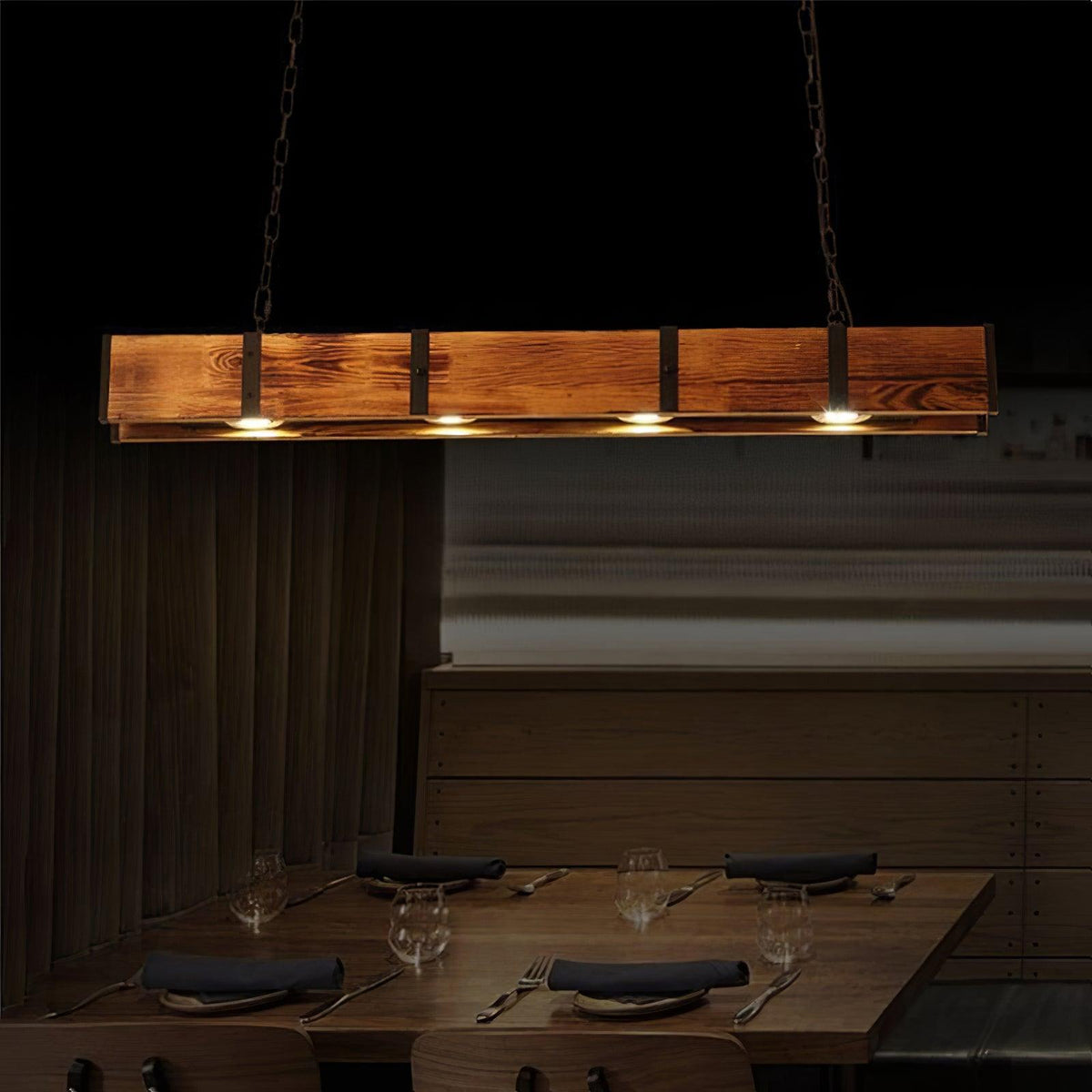 Lustra Lustre Pleva Bois Naturel Linéaire - Neutralighting