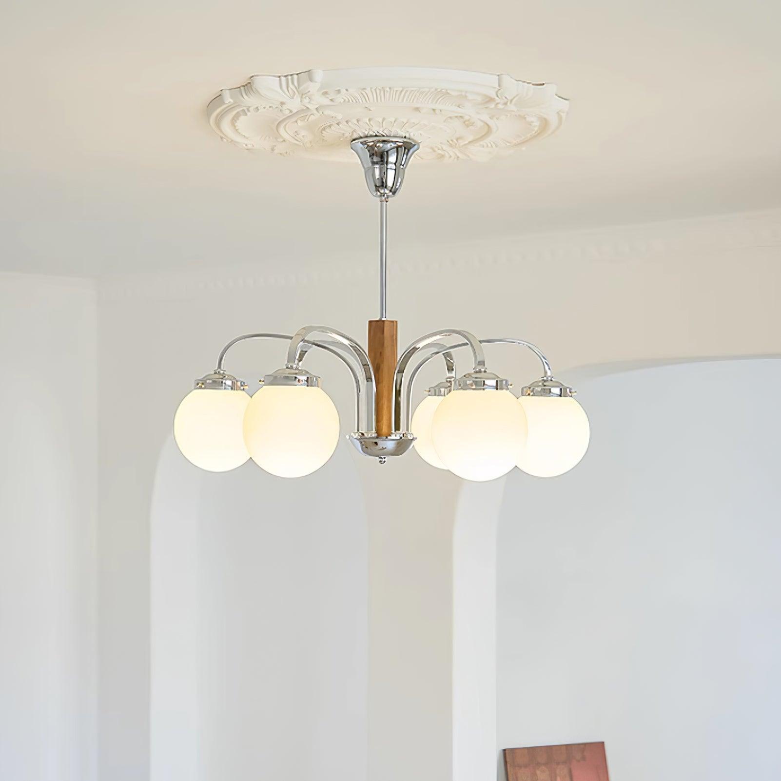 Polaris Lustre Chrome Bois Six Bras - Neutralighting
