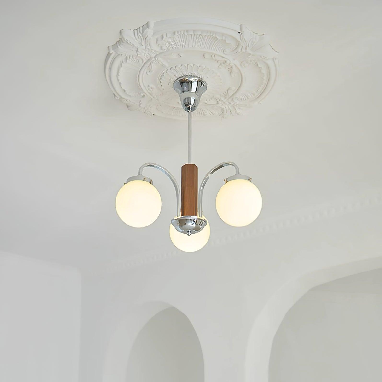 Polaris Lustre Chrome Bois Six Bras - Neutralighting