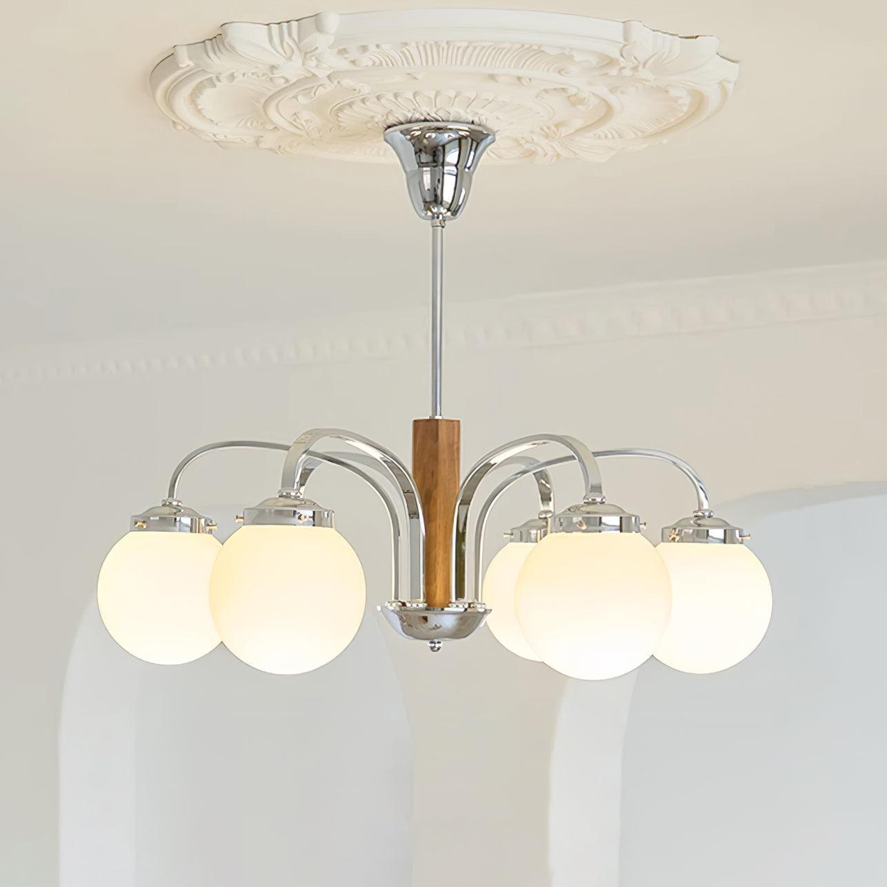 Polaris Lustre Chrome Bois Six Bras - Neutralighting