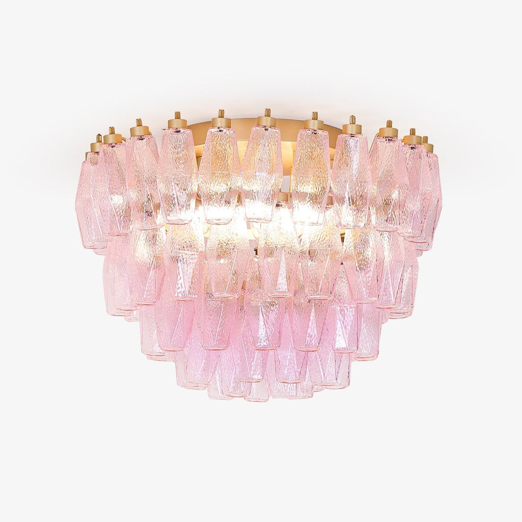 Aurora Lampe de Plafond en Verre de Murano Poliedri Rose - Neutralighting