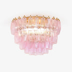 Aurora Lampe de Plafond en Verre de Murano Poliedri Rose - Neutralighting