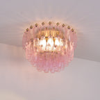 Aurora Lampe de Plafond en Verre de Murano Poliedri Rose - Neutralighting