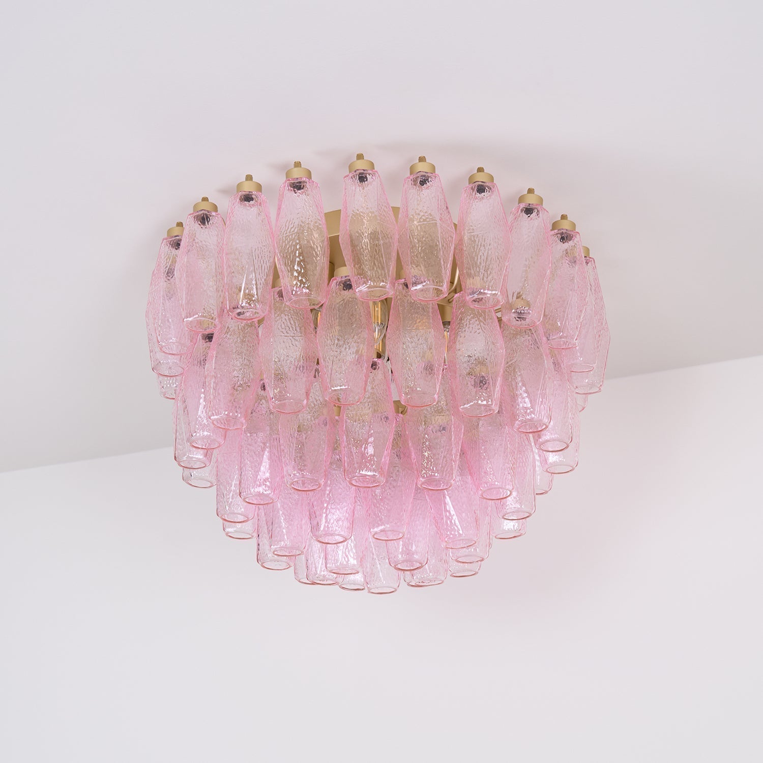 Aurora Lampe de Plafond en Verre de Murano Poliedri Rose - Neutralighting
