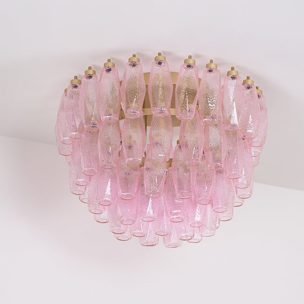 Aurora Lampe de Plafond en Verre de Murano Poliedri Rose - Neutralighting