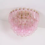 Aurora Lampe de Plafond en Verre de Murano Poliedri Rose - Neutralighting