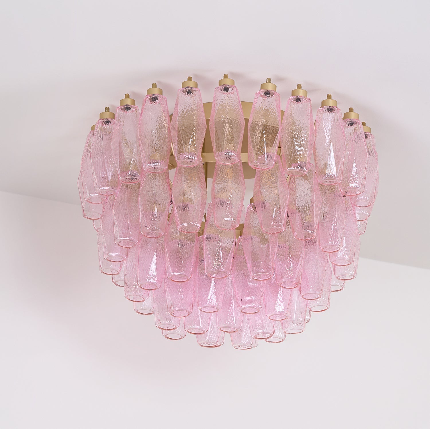 Aurora Lampe de Plafond en Verre de Murano Poliedri Rose - Neutralighting