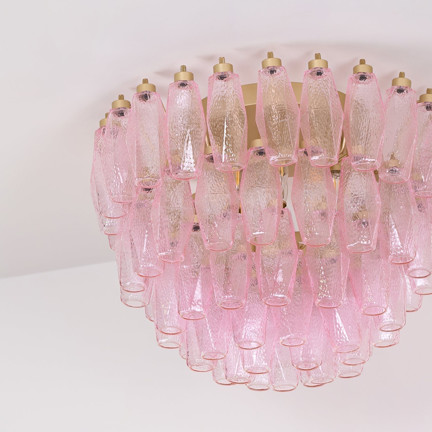 Aurora Lampe de Plafond en Verre de Murano Poliedri Rose - Neutralighting