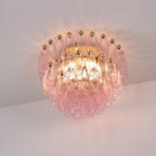 Aurora Lampe de Plafond en Verre de Murano Poliedri Rose - Neutralighting